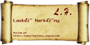 Laskó Harkány névjegykártya